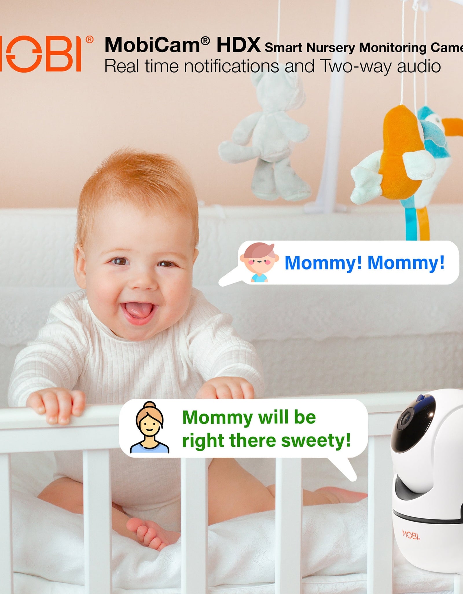 cam 2 Pack HDX Smart Wi-Fi Pan & Tilt Baby Nursery Monitoring Camera, Free Smart App Compatible for Ios & Android