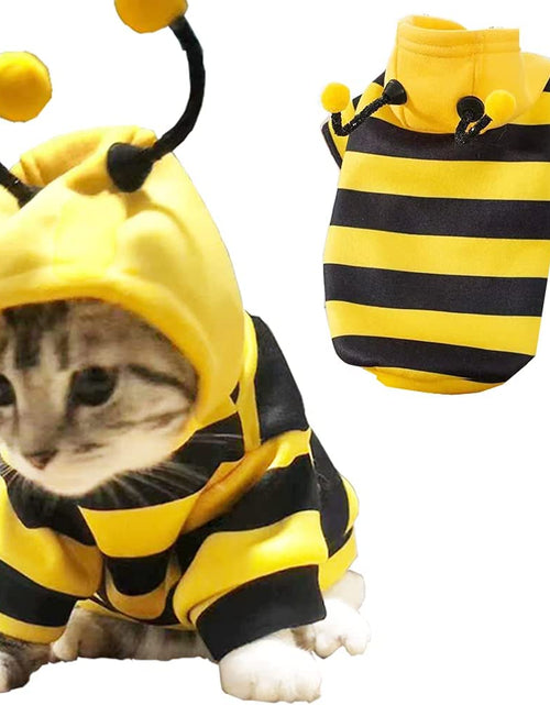 Load image into Gallery viewer, Pet Bee Halloween Costume Dog Hoodies Cat Holiday Cosplay Warm Clothes Puppy Cute Hooded Coat Christmas Outfits for Cat and Small Dogs (Yellow, X-Large)
