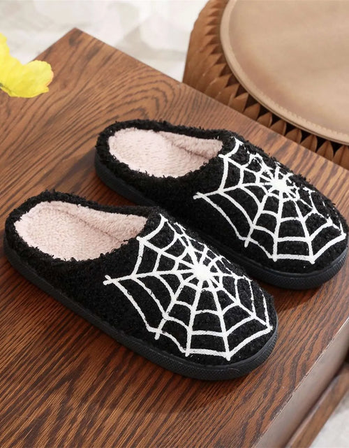 Load image into Gallery viewer, Halloween Christmas Velvet Lined Warm Slippers Holiday House Shoes Home Slipper for Women Fuzzy Outdoor Indoor Bedroom Slippers
