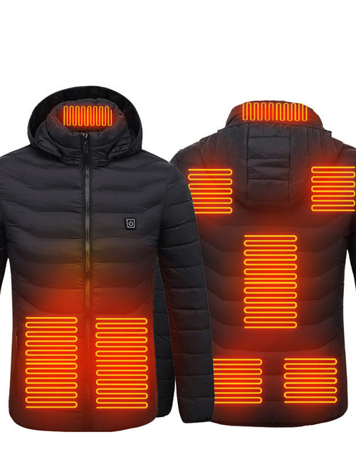 Load image into Gallery viewer, Men Heated Puffer Jacket Electric Heating Coat Insulated Hood Windbreaker
