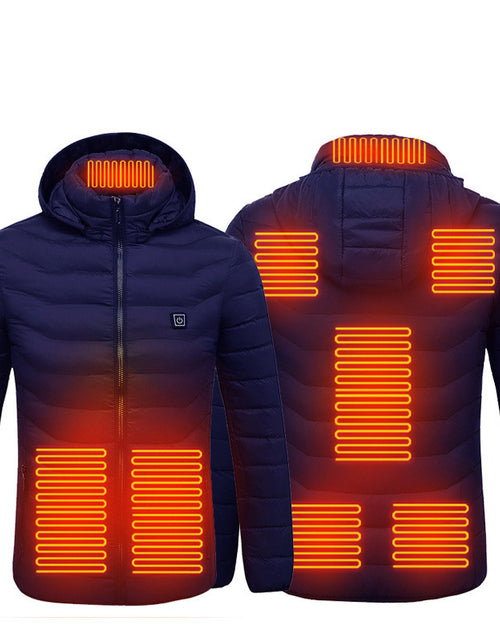 Load image into Gallery viewer, Men Heated Puffer Jacket Electric Heating Coat Insulated Hood Windbreaker
