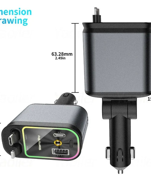 Load image into Gallery viewer, All New,Retractable Car Charger, 4 in 1 Fast Charging Car Charger 120W, with Ambient Light and 2 USB Ports Car Charger Adapter
