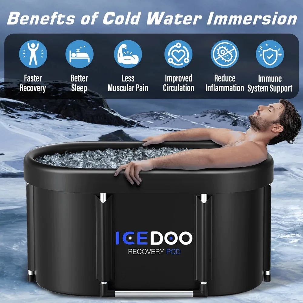 Upgrade XL 129 Gal Large Oval Ice Bath Tub for Athletes,Multiple Layered Portable Outdoor Cold Plunge Tub for Recovery