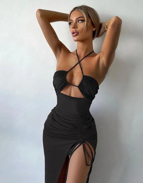 Load image into Gallery viewer, Sleeveless Sexy Dress Women Clothing Backless Hollow Out Slim Party Dresses Fashion Casual Summer Bodycon Elegant Split Dress
