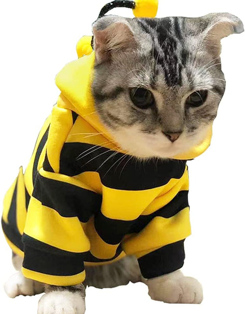 Load image into Gallery viewer, Pet Bee Halloween Costume Dog Hoodies Cat Holiday Cosplay Warm Clothes Puppy Cute Hooded Coat Christmas Outfits for Cat and Small Dogs (Yellow, X-Large)
