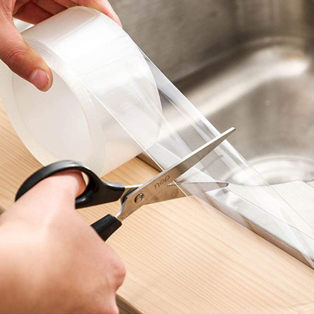 Caulk Tape Clear 2 Inch X 33 Feet, Waterproof, Self Adhesive, Anti-Grease, PMMA Sealing Caulking Strip for Kitchen Sink Bathtub Bathroom Shower Toilet