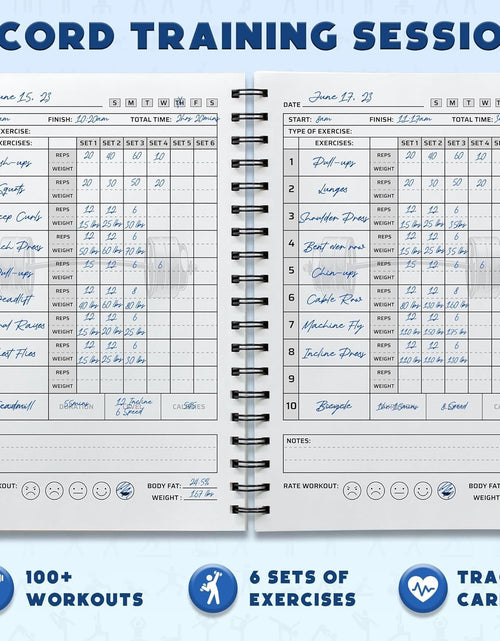 Load image into Gallery viewer, Workout Planner for Daily Fitness Tracking &amp; Goals Setting (A5 Size, 6” X 8”, Charcoal Gray), Men &amp; Women Personal Home &amp; Gym Training Diary, Log Book Journal for Weight Loss by
