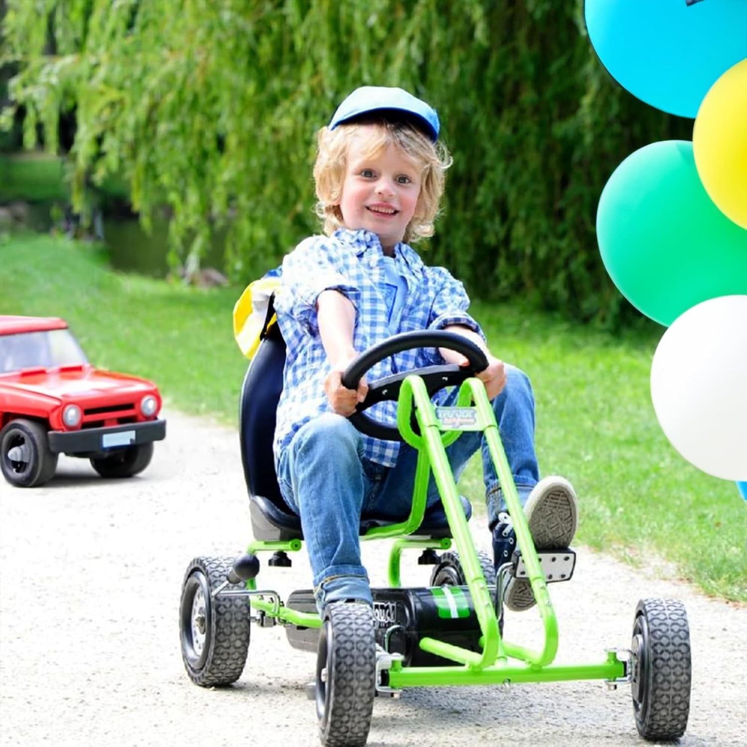 Lightning - Pedal Go Kart | Pedal Car | Ride on Toys for Boys & Girls with Ergonomic Adjustable Seat & Sharp Handling - Race Green