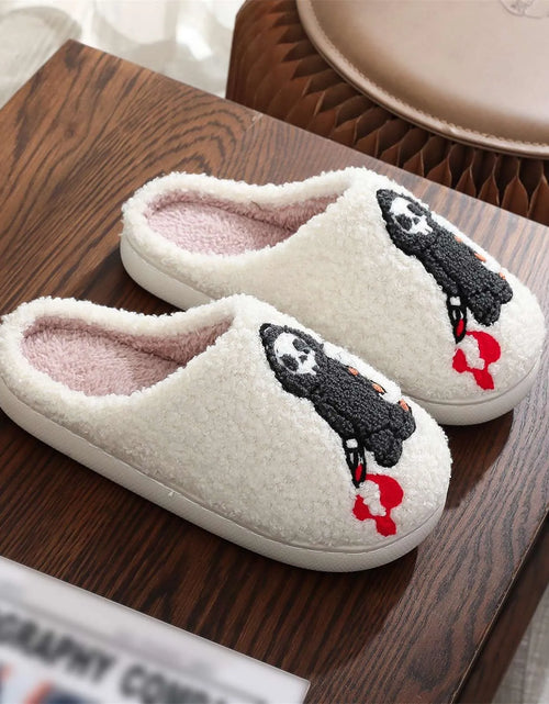 Load image into Gallery viewer, Halloween Christmas Velvet Lined Warm Slippers Holiday House Shoes Home Slipper for Women Fuzzy Outdoor Indoor Bedroom Slippers
