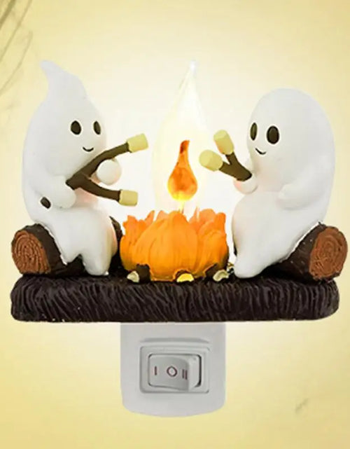 Load image into Gallery viewer, New Fashionable Ghost Campfire Nightlight Ghost Campfire Flickering Plug in Night Light Halloween Ghost Pumpkin Night Light
