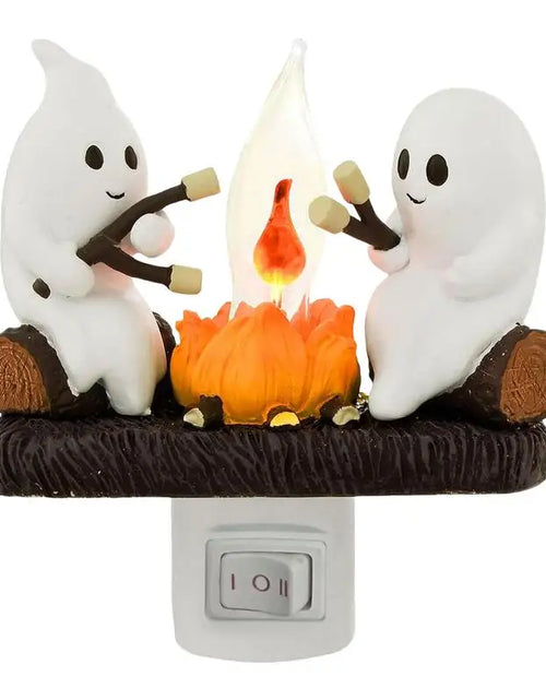 Load image into Gallery viewer, New Fashionable Ghost Campfire Nightlight Ghost Campfire Flickering Plug in Night Light Halloween Ghost Pumpkin Night Light
